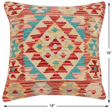 handmade Traditional Pillow Rust Blue Hand-Woven SQUARE 100% WOOL Hand woven turkish pillow2' x 2'